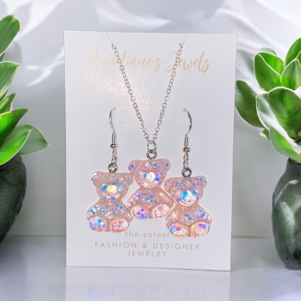 Iridescent Gummy Bear Earrings & Necklace Sets (Pick 1) - Picture 2 of 5